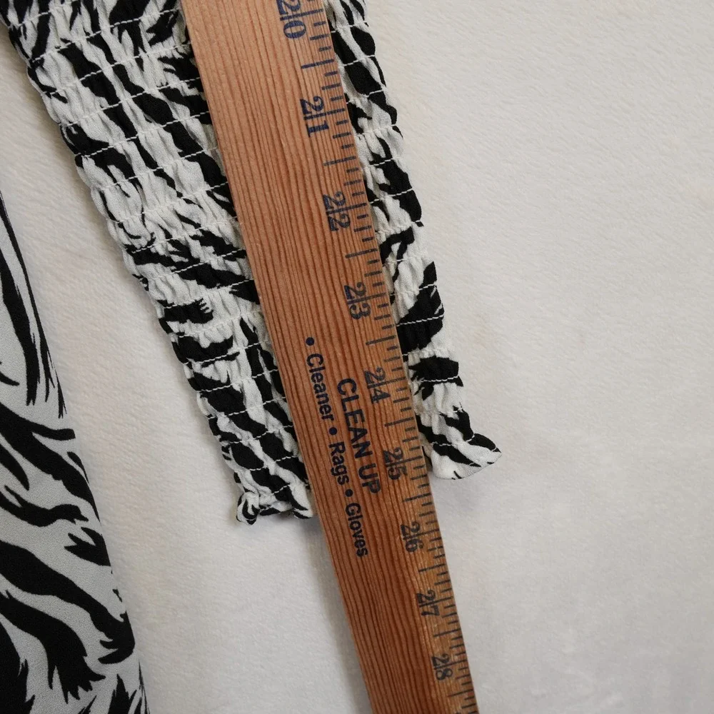 Halogen Dress Womens S Black White Animal Print Boho Chic‎ Midi Modern Workwear